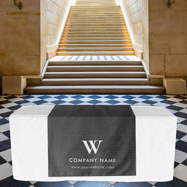 Custom Business Table Runner Banner Charcoal Linen Tapestry (Custom Business Table Runner Banner Charcoal Linen Tapestry)