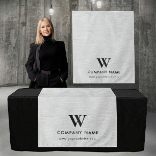 Custom Business Table Runner Banner Gray Linen Tapestry