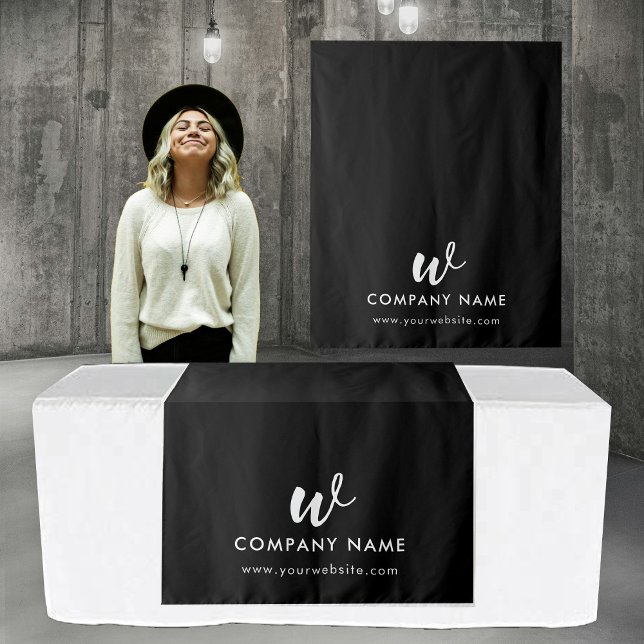 Custom Business Table Runner Banner Script Black Tapestry (Custom Business Table Runner Banner Script Black Tapestry)
