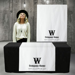 Custom Business Table Runner Banner White Retro Tapestry