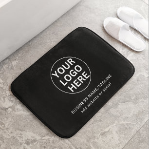 Custom Business Text & Logo l Black & White Promo  Bath Mat