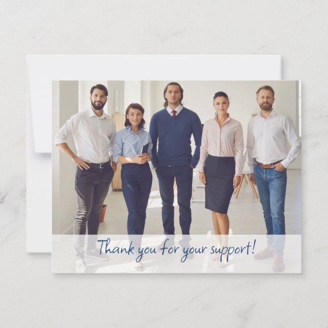 Custom Business Thank you Company Logo Name Photo  Note Card (Back)