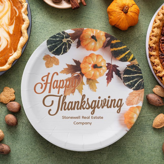 Custom Business Thanksgiving Beautiful Fall Dinner Paper Plates (Creator Uploaded)