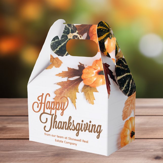 Custom Business Thanksgiving Beautiful Fall Leaf Favor Boxes (Creator Uploaded)