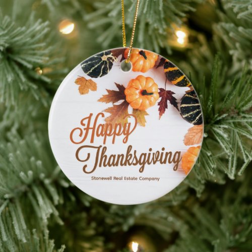 Custom Business Thanksgiving Beautiful Pumpkin Ceramic Ornament