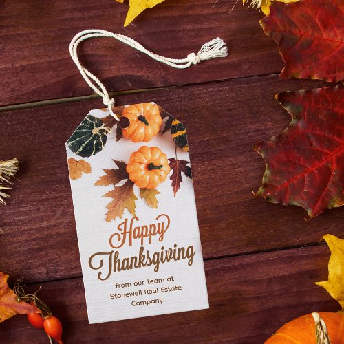 Custom Business Thanksgiving Beautiful Pumpkin Gift Tags