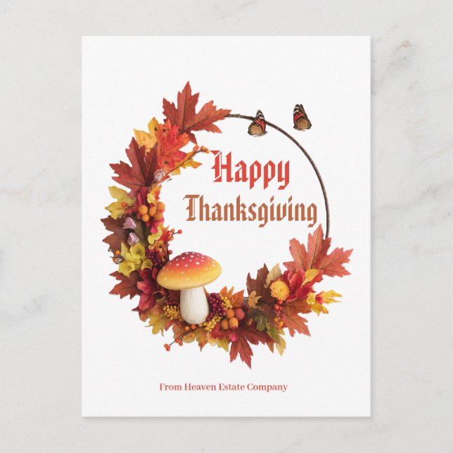 Custom Business Thanksgiving Leave Border Postcard (Front)