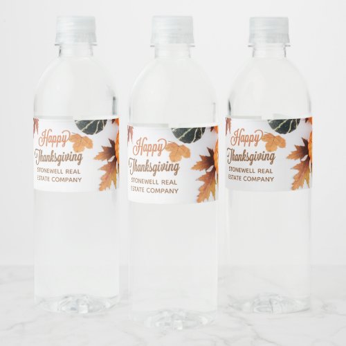 Custom Business Thanksgiving Party Cute Pumpkin Water Bottle Label