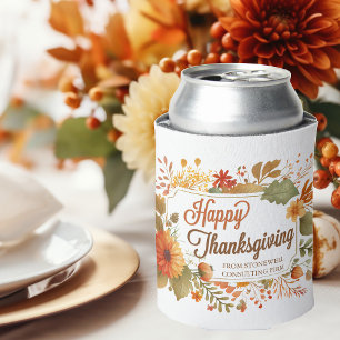 Custom Business Thanksgiving Party Fall Flowers Can Cooler