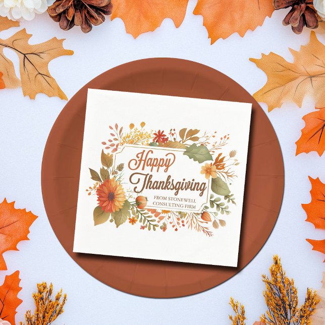 Custom Business Thanksgiving Party Fall Flowers Napkins (Creator Uploaded)