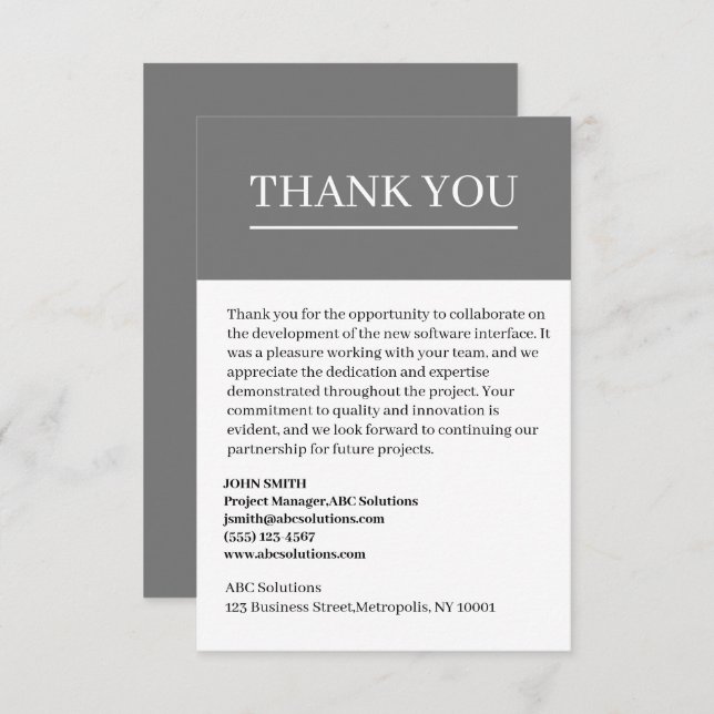Custom Business To Business  Thank You Card (Front/Back)