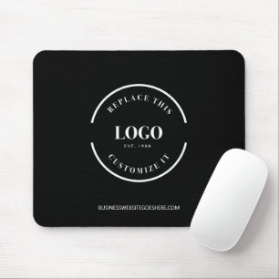 Custom business white logo website simple black mouse pad