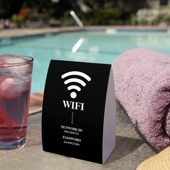 Custom Business WiFi Password & Network Paper Table Tent (Insitu(On Table))