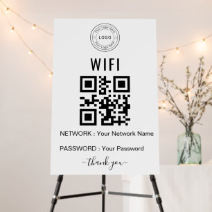 Custom Business WiFi Sign with Logo & QR Code