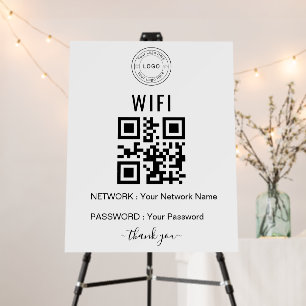 Custom Business WiFi Sign with Logo & QR Code