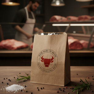 Custom Butcher Shop or BBQ Business Logo Favor Bag