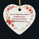 Custom Butterflies & Floral Heart Mentor Thank You Ceramic Ornament<br><div class="desc">Celebrate the special mentor in your life with this beautiful heart-shaped ornament. Featuring a delicate floral and butterfly design, along with a heartfelt message of gratitude, this ornament is the perfect way to show appreciation for the guidance and support you’ve received. Whether it's for a teacher, coach, or anyone who...</div>