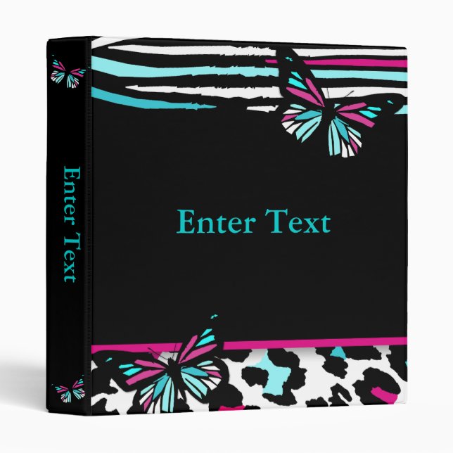 Custom Butterfly Animal Print Binder (Front/Spine)