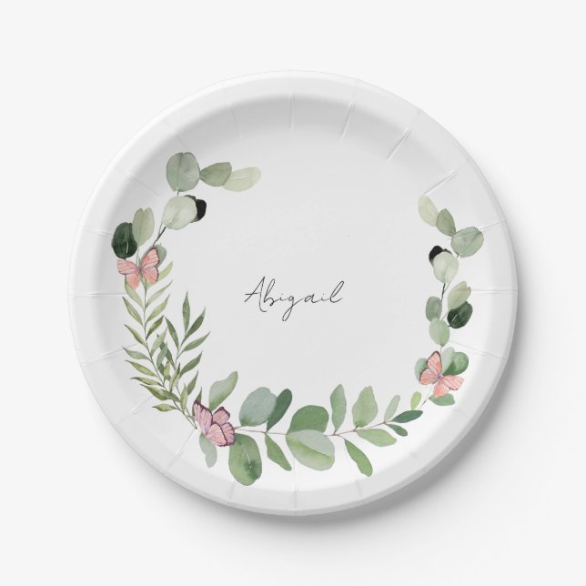 Custom Butterfly Baby Shower  Paper Plates (Front)