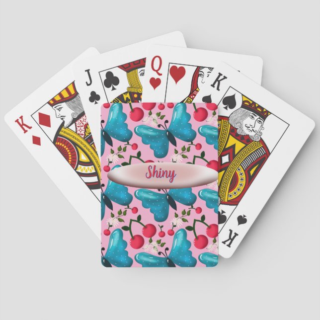 Custom butterfly floral pattern gift  poker cards (Back)