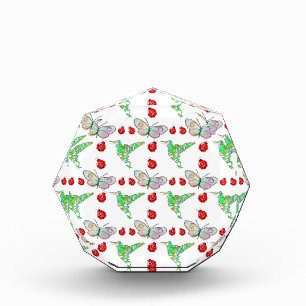 Custom Butterfly, Hummingbird and Ladybug Pattern Acrylic Award