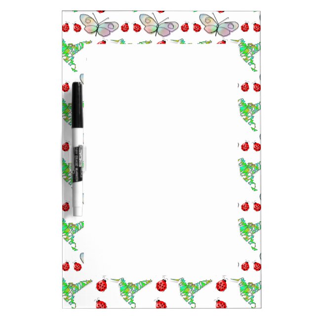 Custom Butterfly, Hummingbird and Ladybug Pattern Dry-Erase Board (Front)