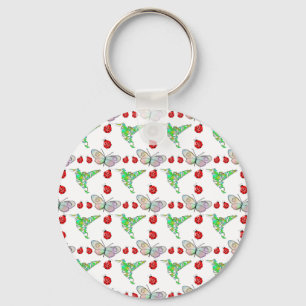 Custom Butterfly, Hummingbird and Ladybug Pattern Keychain