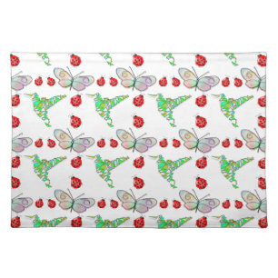 Custom Butterfly, Hummingbird and Ladybug Pattern Placemat
