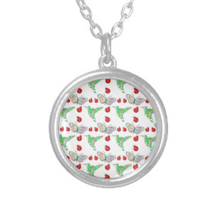 Custom Butterfly, Hummingbird and Ladybug Pattern Silver Plated Necklace