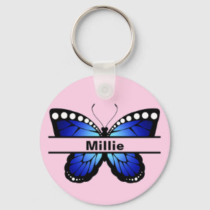 Custom Butterfly Name Keychain Gift for Her