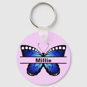 Custom Butterfly Name Keychain Gift for Her