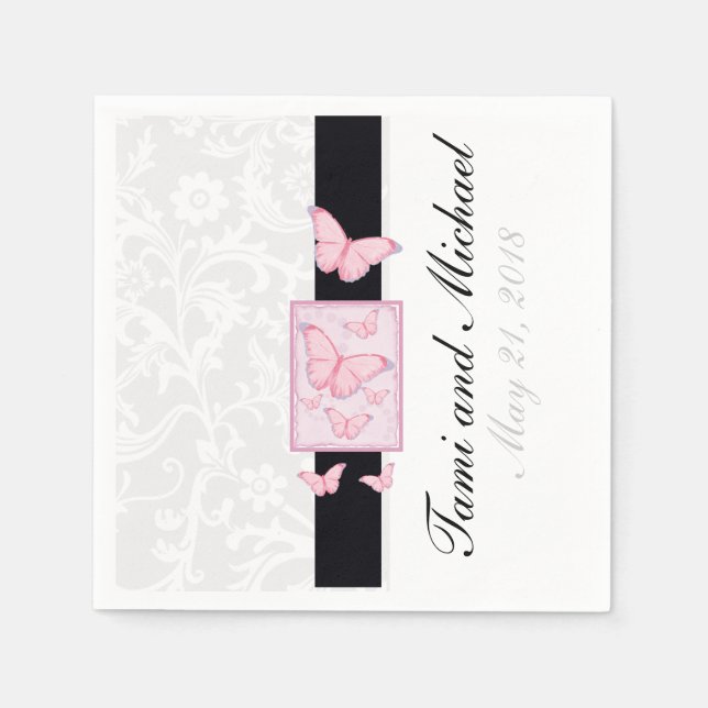 Custom Butterfly Wedding Napkins (Front)