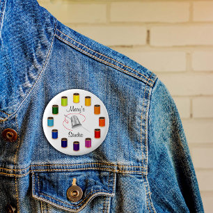 Custom Button for Sewing, Needle and Threads