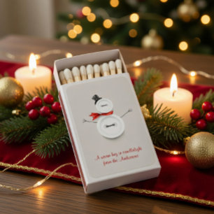 Custom Button Snowman Holiday Matchboxes