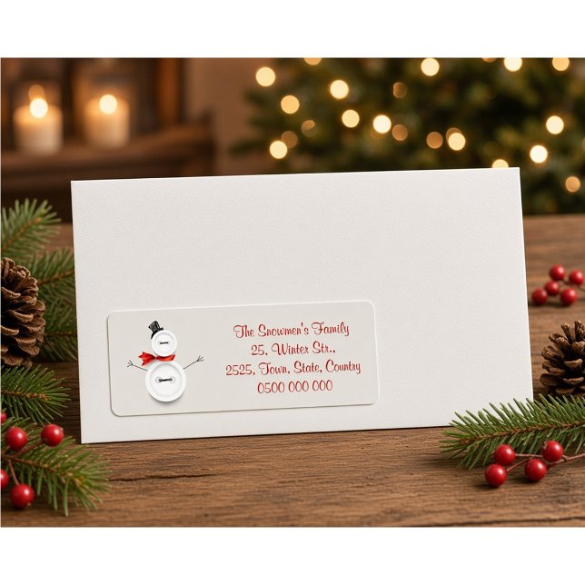 Custom Button Snowman Return Address Label (Creator Uploaded)