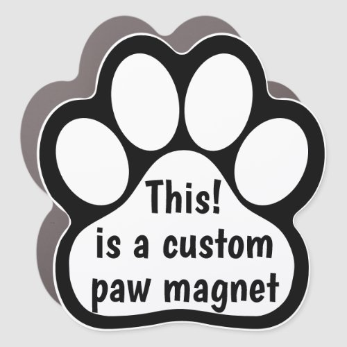 Custom by You Paw Print _ Black on White Car Magnet