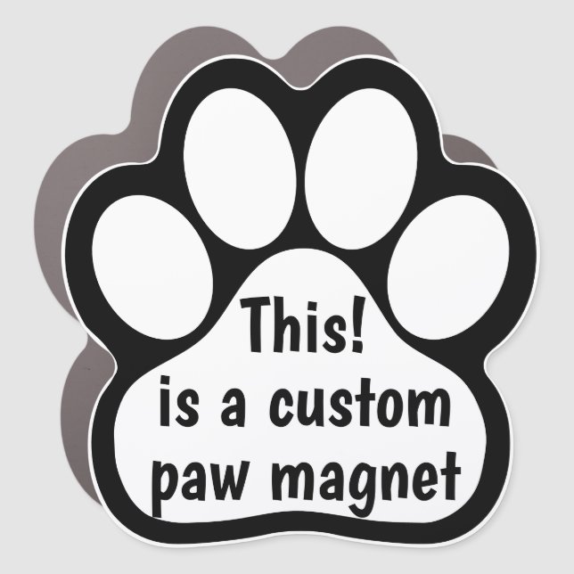 Custom by You Paw Print - Black on White Car Magnet (Front)
