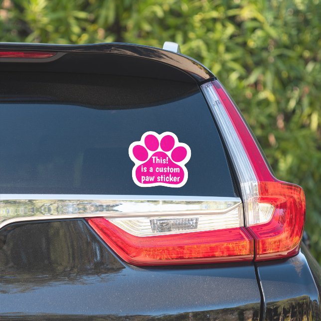 Custom by You Paw Print Hot Pink Car Window Decal  (Car Side)