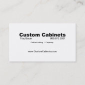 Custom Cabinets - Carpenter, Home Improvement Business Card (Back)