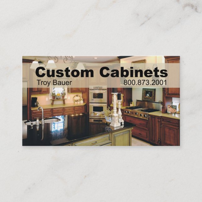 Custom Cabinets - Carpenter, Home Improvement Business Card (Front)
