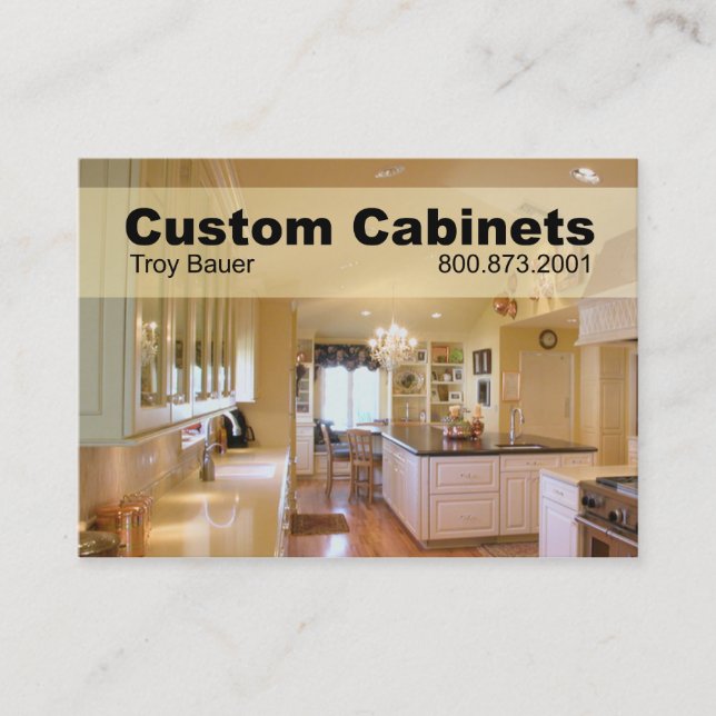 Custom Cabinets - Carpenter, Home Improvement Business Card (Front)