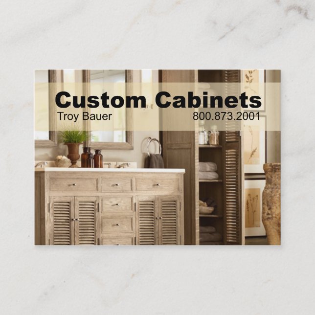 Custom Cabinets - Carpenter, Home Improvement Business Card (Front)