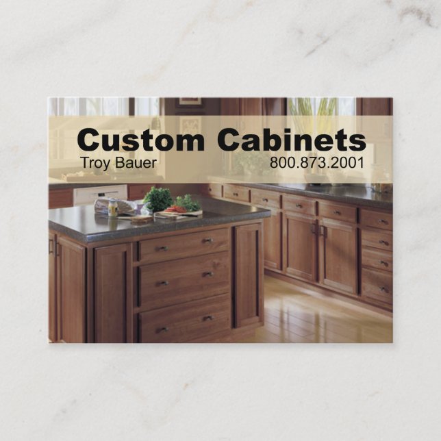 Custom Cabinets - Carpenter, Home Improvement Business Card (Front)