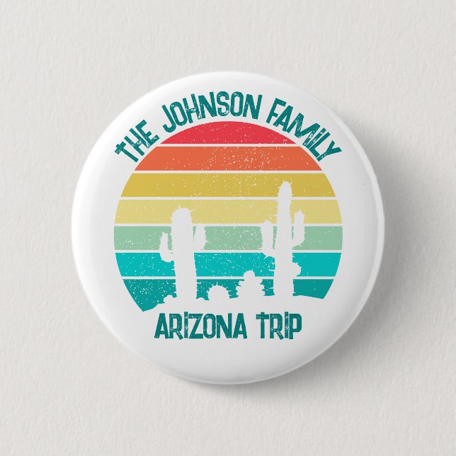 Custom Cactus Sunset Arizona Desert Trip Button (Front)