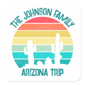 Custom Cactus Sunset Arizona Desert Trip Square Sticker