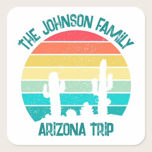 Custom Cactus Sunset Arizona Desert Trip Square Sticker