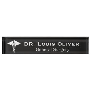 Custom Caduceus Medical Physician MD Doctor Desk Name Plate