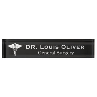 Custom Caduceus Medical Physician MD Doctor Desk Name Plate