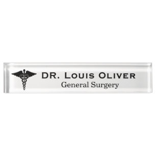 Custom Caduceus Medical Physician MD Doctor Desk Name Plate