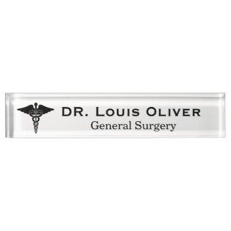 Custom Caduceus Medical Physician MD Doctor Desk Name Plate
